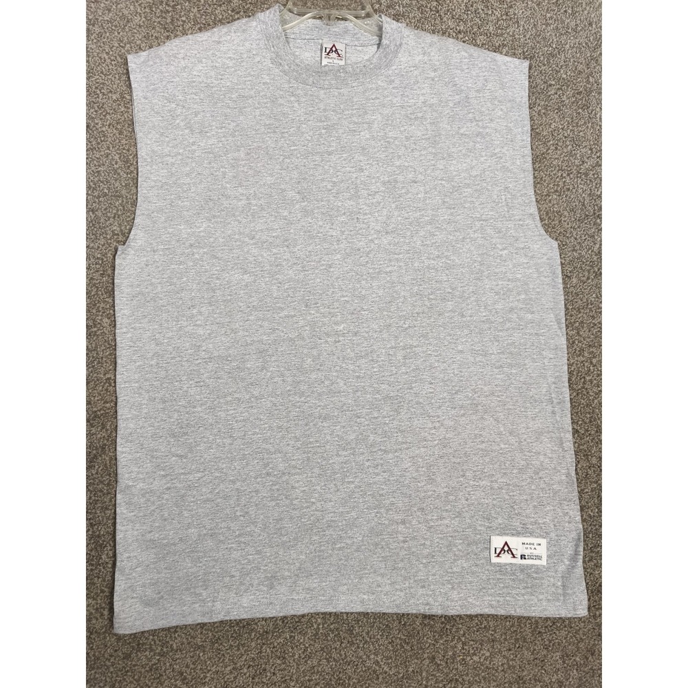 Vintage Russell Athletic DAC Sleeveless T Shirt USA Made Gray Tank Mens L